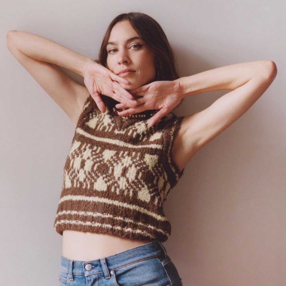 NWOT Alexa Chung Style Jacquard Tank Sweater Vest Top